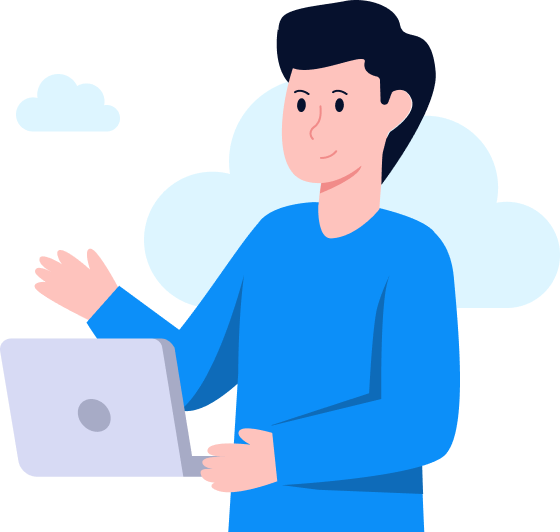 User with Laptop Illustration